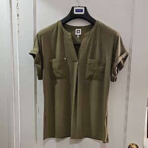 Anne Klein Olive Short Sleeve Blouse